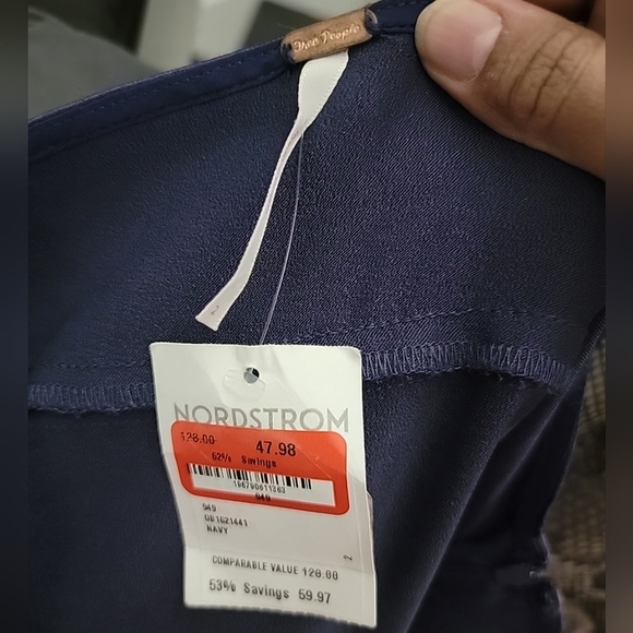 Free People Dakota Midi Skirt Silky Feel High Slit  Size 2 Midnight Blue - Picture 4 of 5